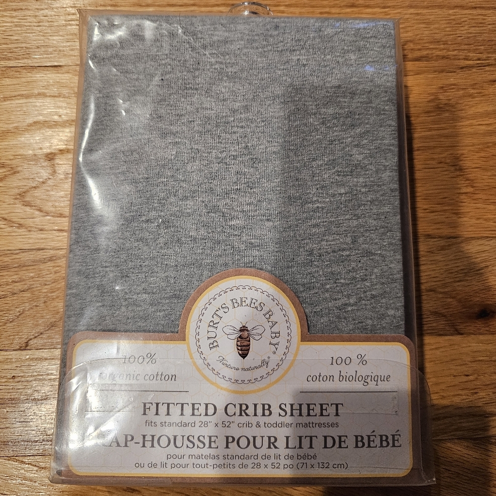 Burt's Bees Baby Gray Fitted Crib Sheet